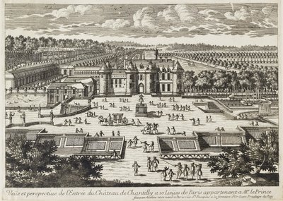 Blick auf das Schloss Chantilly von der Orangerie von Francois Antoine Aveline